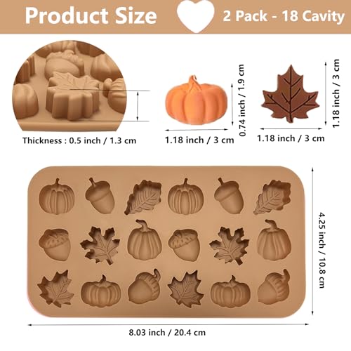 2PCS Fall Silicone Molds Thanksgiving Chocolate Mold 36 Cavities Nude Color (2 Count)