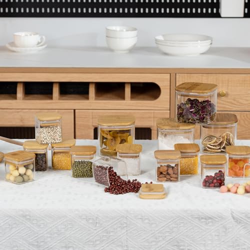 4oz 120ml Square Glass Spice Storage Containers with Lids 12 (12 Count)