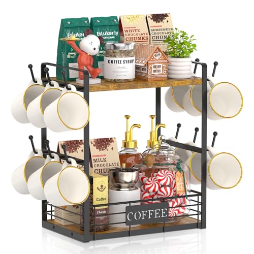 Coffee Mug Cup Holder Tree Bar Station Organizer