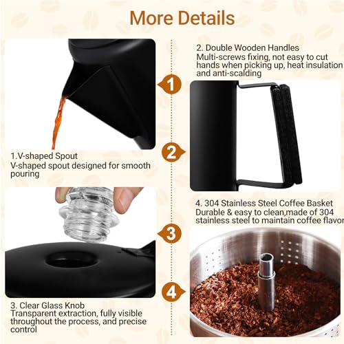 No Coating 6 Cup Percolator Coffee Pot 304 Stainless Steel