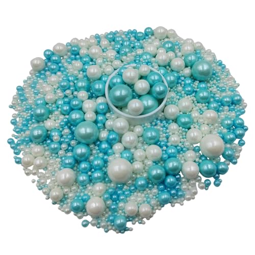 Edible White Blue Sugar Pearls Candy Sprinkles 120G (4.23 Ounce)