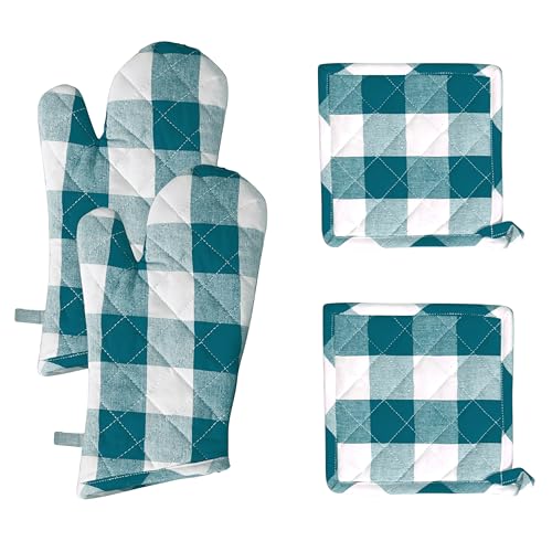 Buffalo Plaid Check Oven Mitts and Pot Holders Set of 4 (4 Count)
