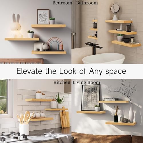 Light Oak Toned Floating Shelves 15.7in