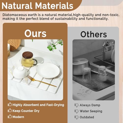 Small Stone Dish Drying Mat for Kitchen Counter (2 Count)