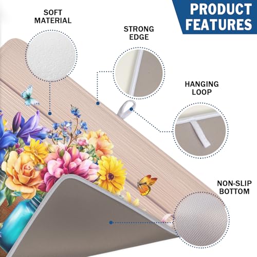 Spring Colorful Flowers Dish Drying Mat for Kitchen Counter