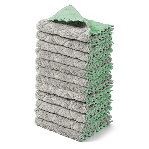 12 Pack Microfiber Dish Cloths for Kitchen Washing Dishes (12 Count)