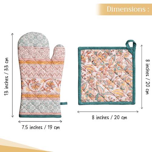 100% Cotton Oven Mitt & Pot Holder Set (2 Count)