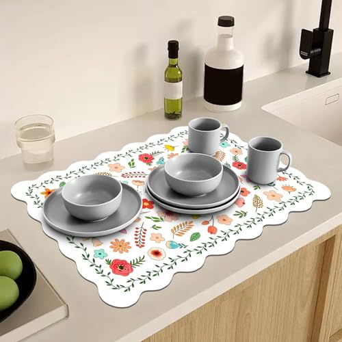 Scalloped Dish Drying Mats for Kitchen Counter
