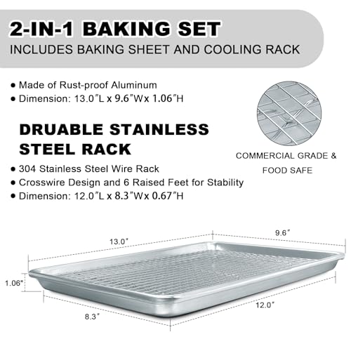 Half Sheet Pans with Rack Set