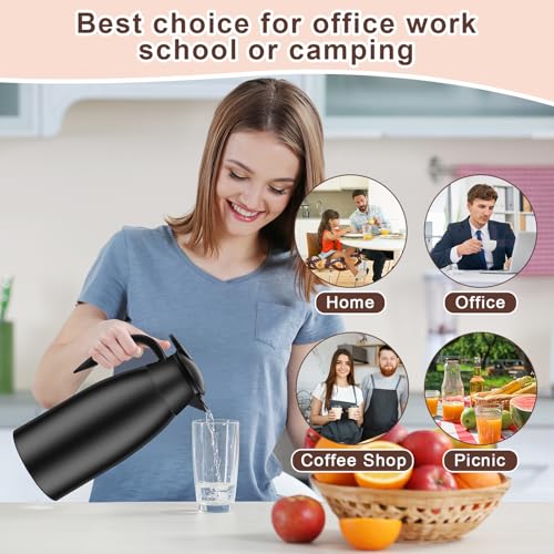 2 Pcs Thermal Coffee Carafe Insulated Stainless Steel Coffee Carafe for Hot Liquid Vacuum Thermal Pot Creamer Pitcher Dispenser with Brushes Keeping Hot Water Milk (4 Count)