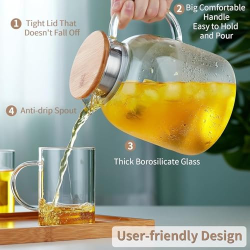 54OZ Glass Pitcher with Lid and Spout