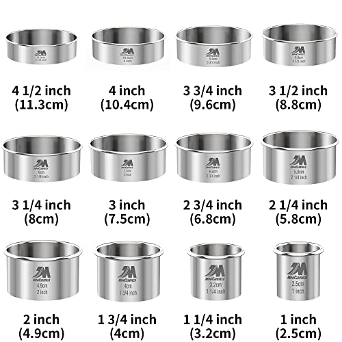 Round Cookie Biscuit Cutter Set 12 Pieces Graduated Circle Pastry Cutters 18