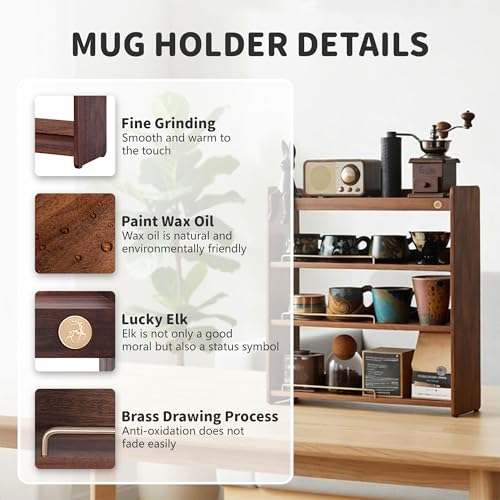 Walnut Wood Coffee Cup Rack