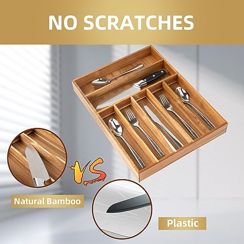 Silverware Organizer Kitchen Drawer Organizer Utensil Organizer Acacia Silverware Holder Cutlery Organizer in Drawer Flatware Organizer Tray