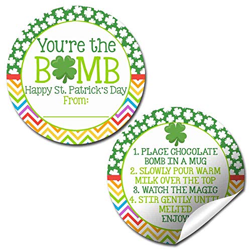 You're The Bomb Shamrock Themed Happy St. Patrick's Day Hot Cocoa Bomb Packaging Sticker Labels