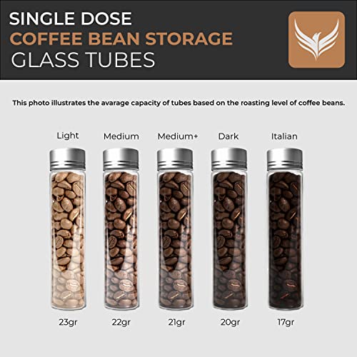 Single Dose Coffee Bean Storage Tubes Coffee Bean Cellar 10 Pcs Dosing Glass Vials With Lids (10 Count)