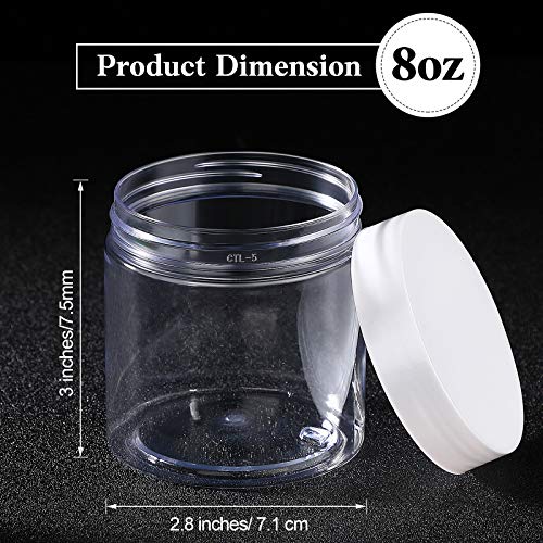 4 Pcs Plastic Jars Wide Mouth with Lids (8 Ounce)