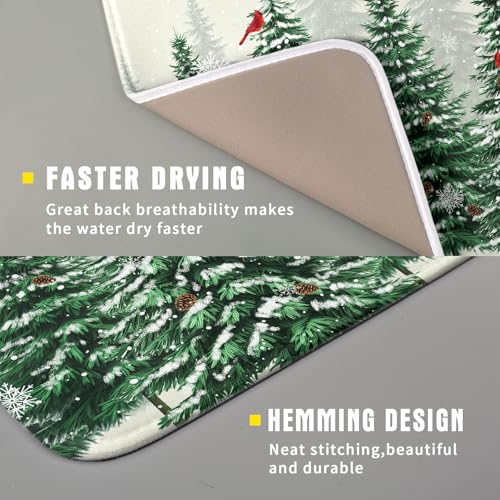 Winter Green Pine Tree Dish Drying Mat for Kitchen Counter