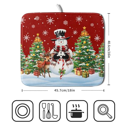 Christmas Snowman Dish Drying Mat for Kitchen Counter
