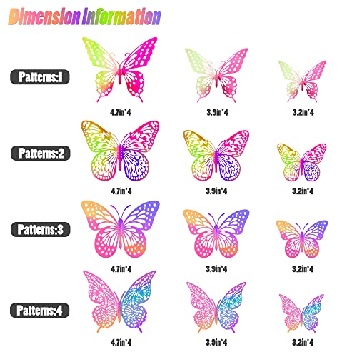 3D Butterfly Wall Decor 48 Pcs Laser Purple Butterfly Decorations (48 Count)