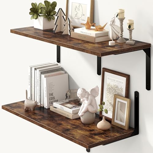 Rustic Brown 12 Inch Deep Floating Shelves Set of 2 (2 Count)