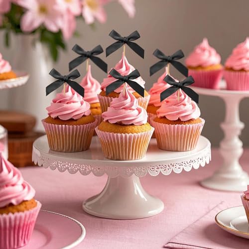 48Pcs Bow Cupcake Toppers (48 Count)