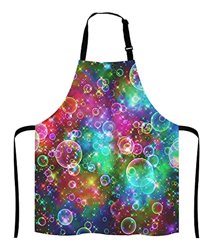 Beautiful Rainbow Bubbles Bib Apron with Adjustable Neck for Men Women