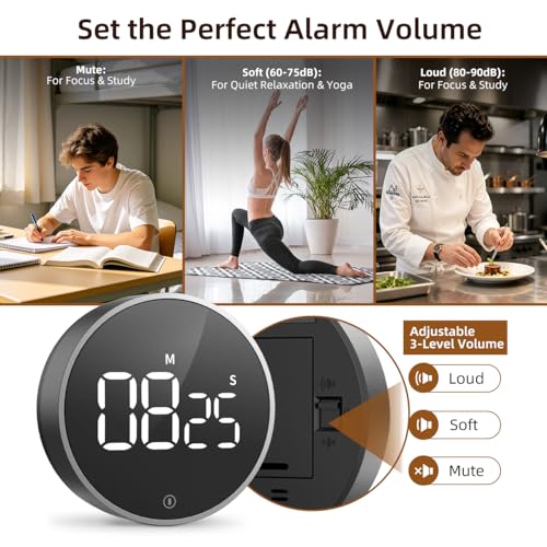 Digital Magnetic Kitchen Timer & Stopwatch with LED Display