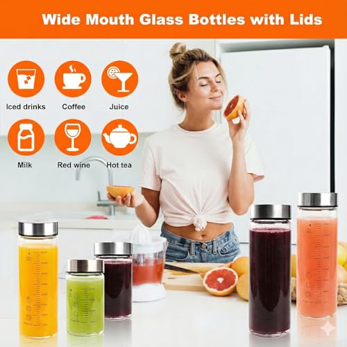Glass Juice Bottles 6 Pack 20 oz (6 Count)