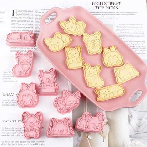 8 Corgi Dog Cookie Cutters Set