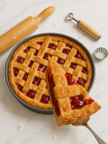 10×2.6 Inch Deep Pie Pan with Cake Server for Pie Tart Quiche Baking. Round Cake Pan with Non