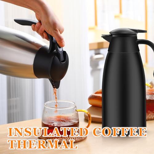 2 Pcs Thermal Coffee Carafe Insulated Stainless Steel Coffee Carafe for Hot Liquid Vacuum Thermal Pot Creamer Pitcher Dispenser with Brushes Keeping Hot Water Milk