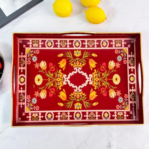 Boho Red Decorative Tray