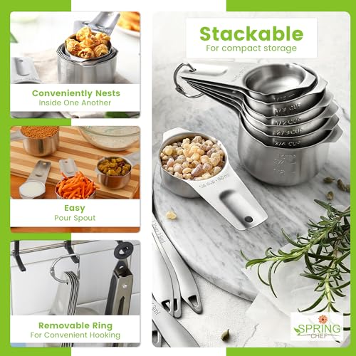 Stainless Steel Measuring Cups Set of 7 with Pour Spout