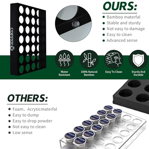 BamBoo k cup holder Drawer or Countertop k cup Organizer Coffee Pod Holder Hold 35 Coffee Pod Storage Kcup coffee pods holder for coffee station Office and Kitchen k cup storage