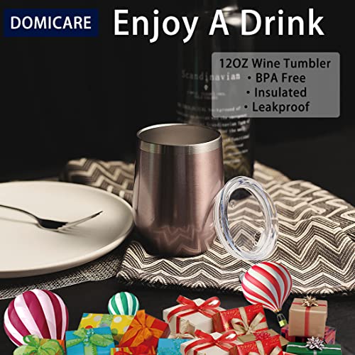 Stainless Steel Wine Tumbler Bulk with Lid (12 Count)
