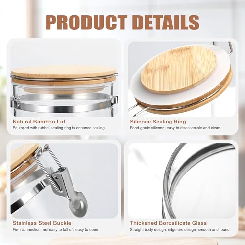 36 oz 1050ml Clear Glass Storage Canister with Airtight Bamboo Lid