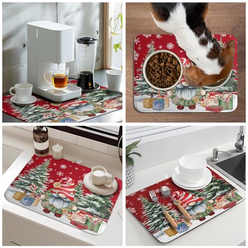 Christmas Dish Drying Mat for Kitchen Counter