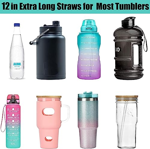 4 Pack 0.35" Wide Bore Reusable Stainless Steel Smoothie Straws (4 Count)