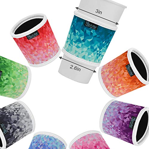 8pcs Anti Slip Neoprene 2.5mm Thick Collapsible Heat Resistant Coffee Cup Insulated Sleeve for Coffee (8 Count)