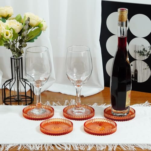 Crystal Glass Coaster 6 Pack Round Cup Drinks Coasters (12 Count)