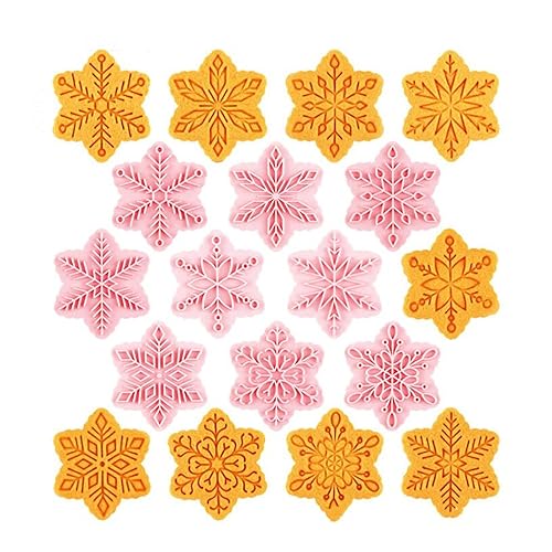 9pcs Christmas Cookie Cutter Set Snowflake Cookie Cutters with Plunger Stamps Biscuit Mold 3D Snowflake Cookie Molds Cake Baking Fondant Cutter Christmas Party DIY Cookie Decorating Supplies