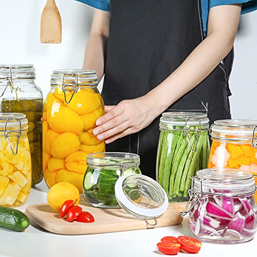 Round Small Glass Pantry Jars with Airtight Lids 17 oz 6 Pack (6 Count)