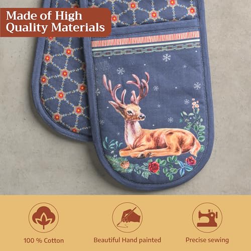 Double Oven Mitts 100% Cotton Double Oven Glove