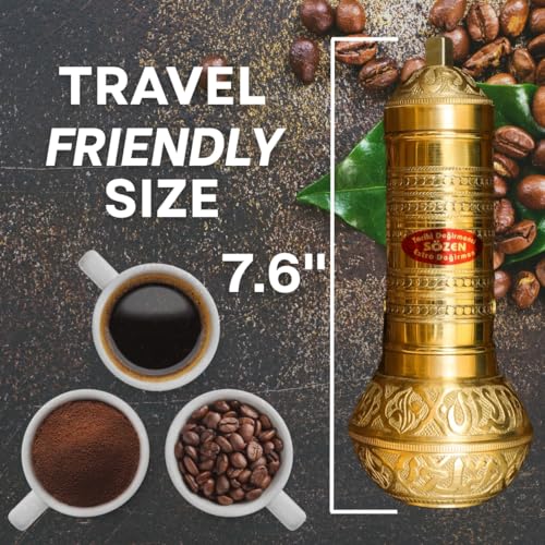 Sozen 7.6" Hammered Manual Coffee Grinder Brass