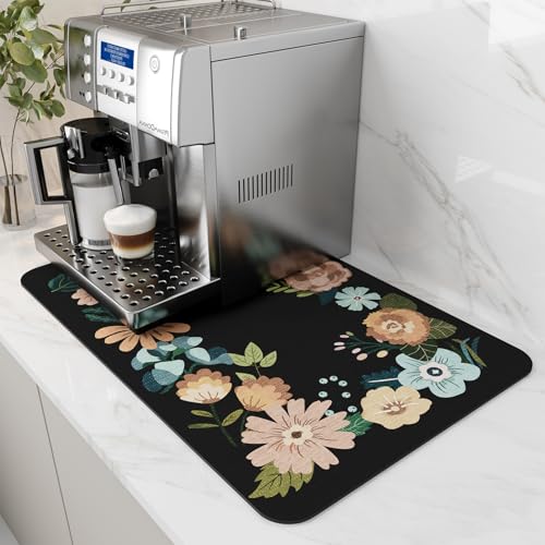 Coffee Mat Hide Stain Rubber Backed Absorbent Dish Drying Mat for Kitchen Counter