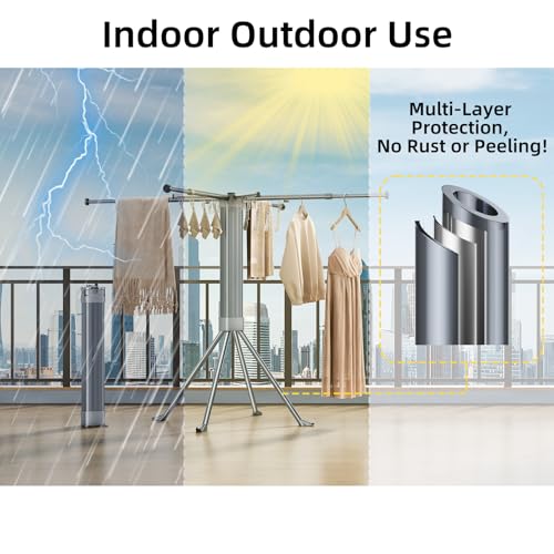 Clothes Drying Rack Foldable Extending Laundry Rack with 16 Clips Collapsible Clothing Rack Space