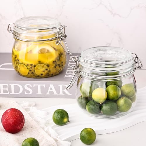 16oz 6 Pack Round Glass Jars with Airtight Lid (6 Count)
