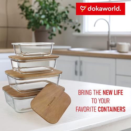 Natural Acacia Lids Set for Food Storage Glass Containers (4 Count)