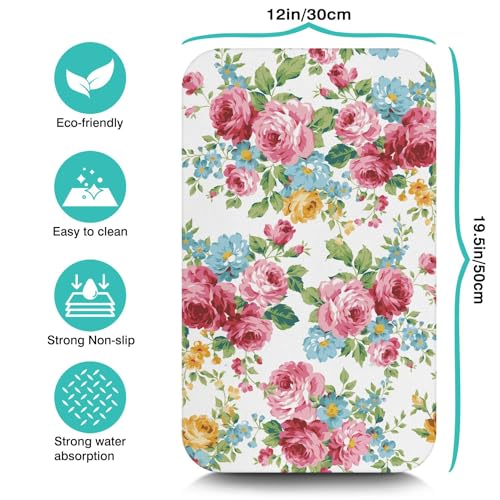 Dish Drying Mat for Kitchen Counter 20x12in Washable Quick Dish Drying Pad Rubber Backed Absorbent Draining Mat Fit Kitchen Counter